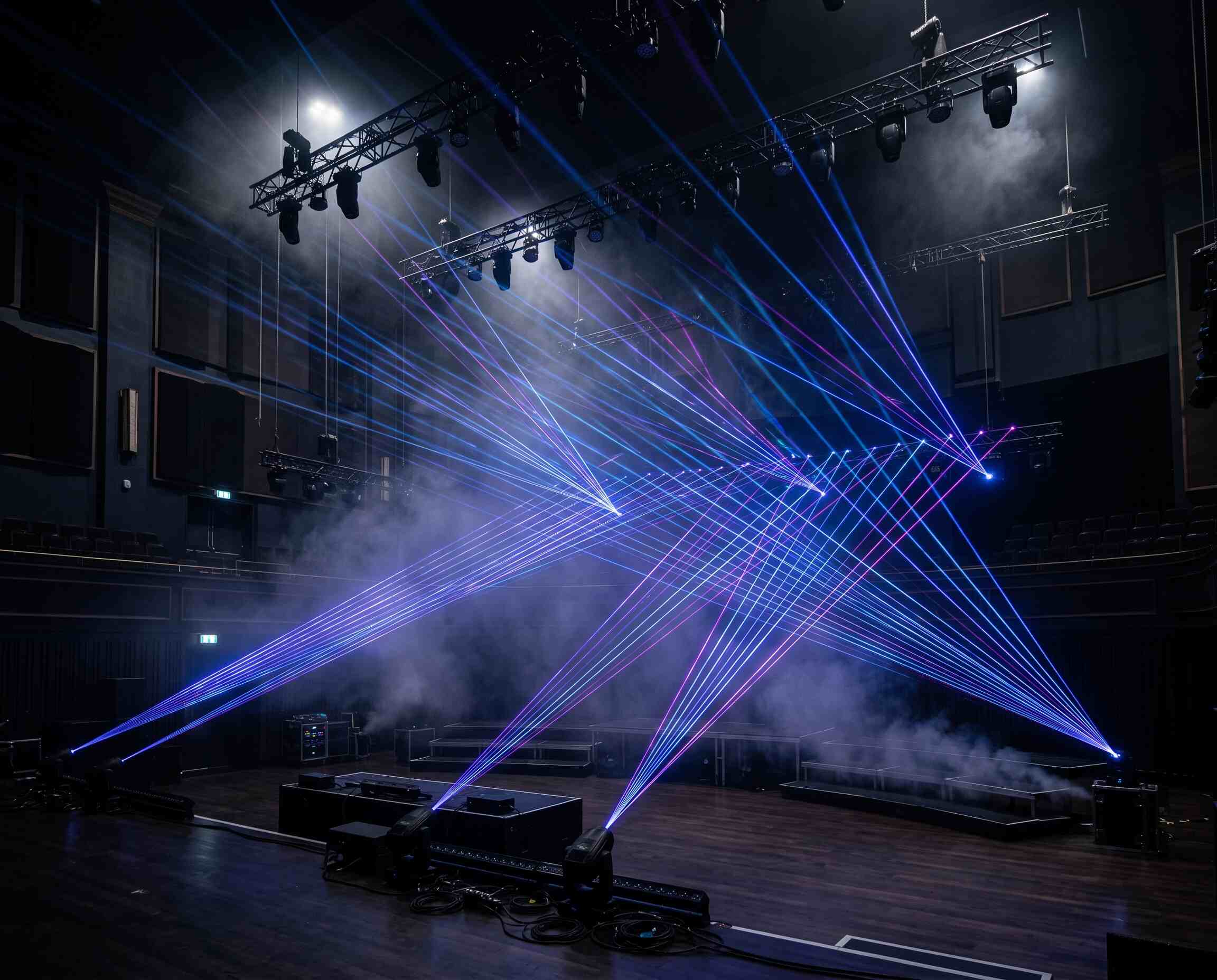 Laser show synced to music at a corporate event