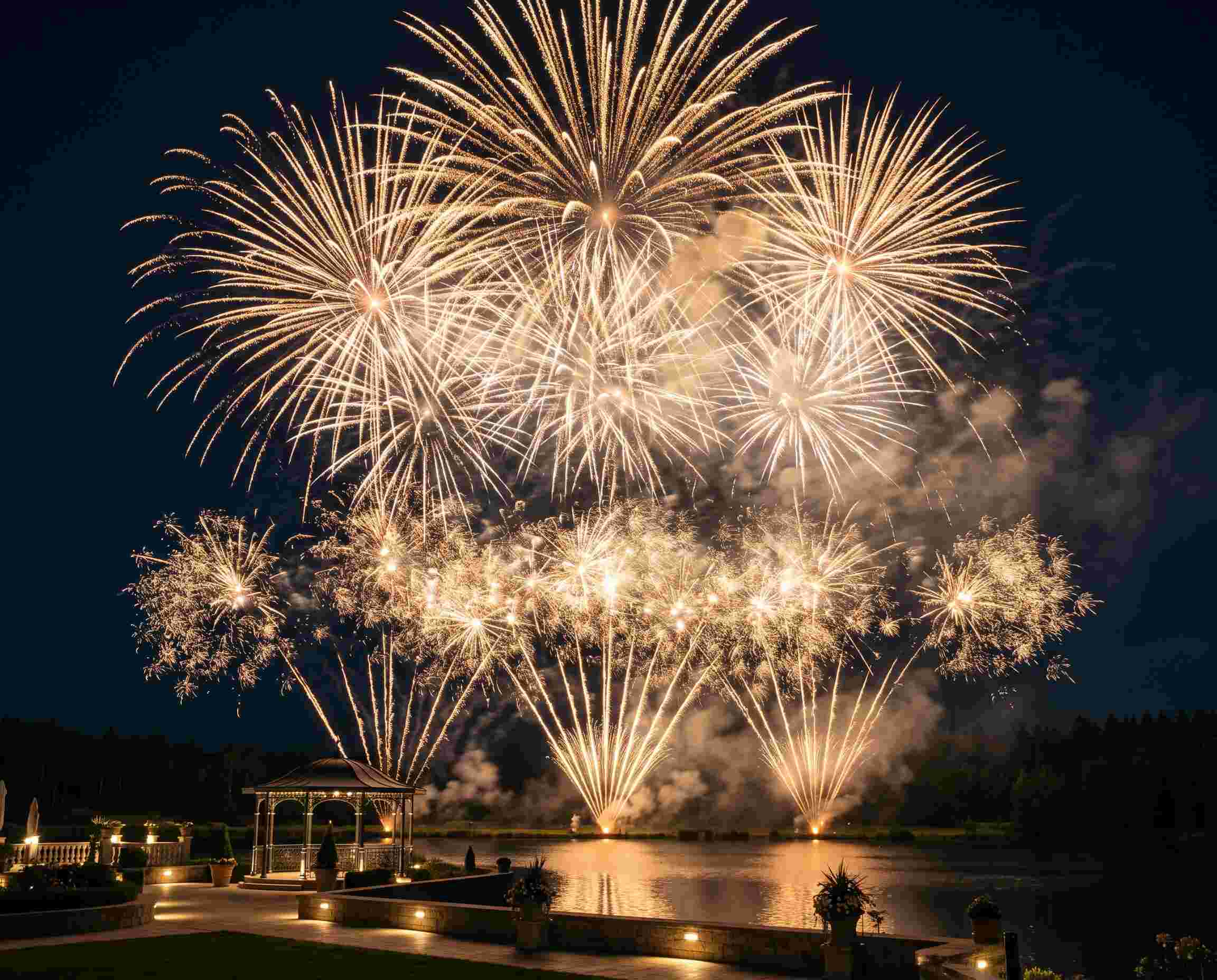 Fireworks finale at an outdoor celebration