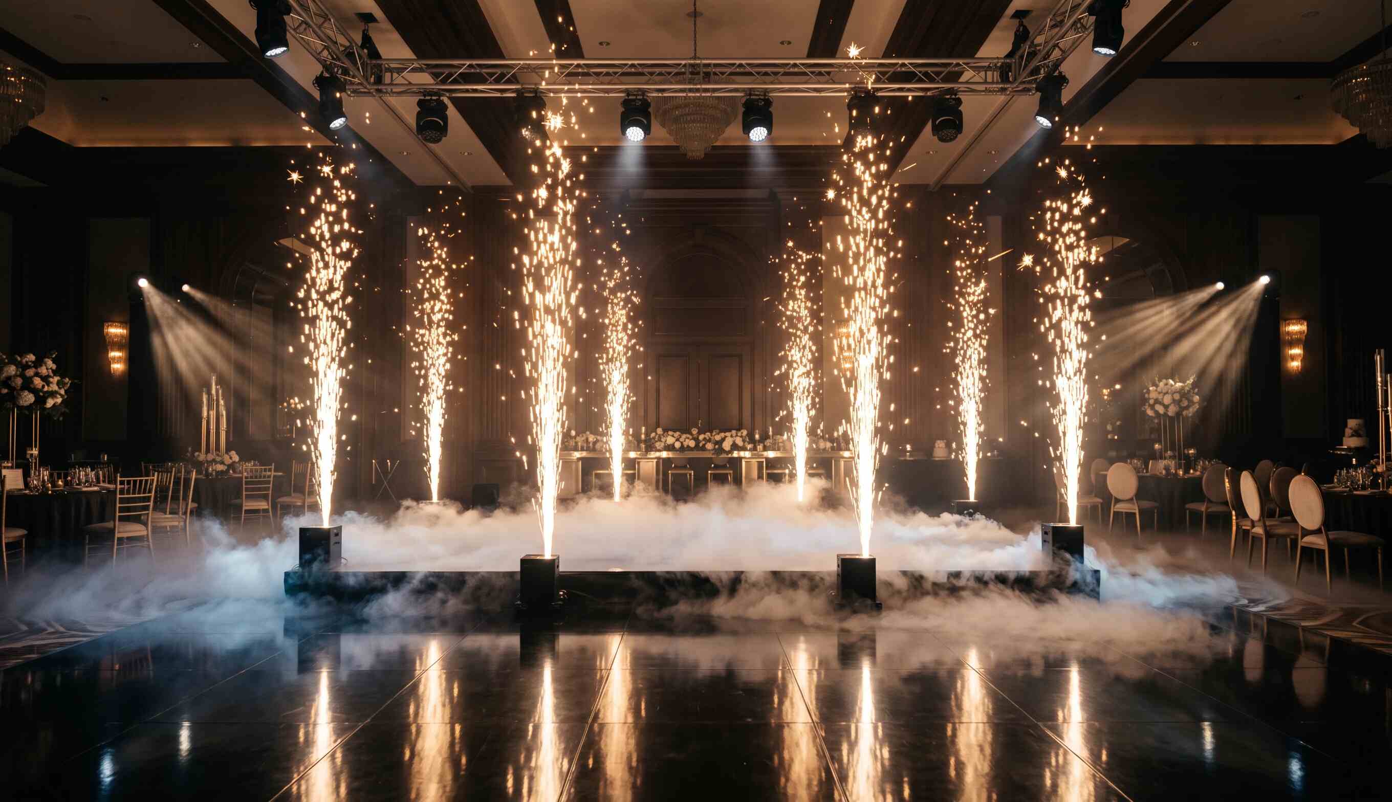 Decor Hub effects lighting up a wedding celebration